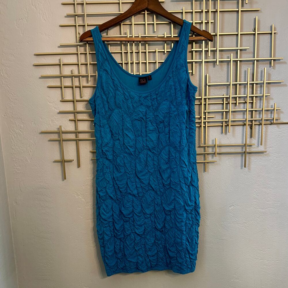 Material Girl Blue Ruched Textured Tank Mini Dress XL
